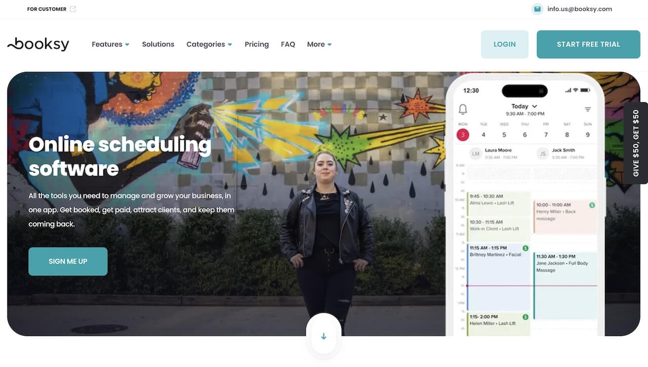 Booksy booking software for beauty, wellness, and health businesses mobile app interface
