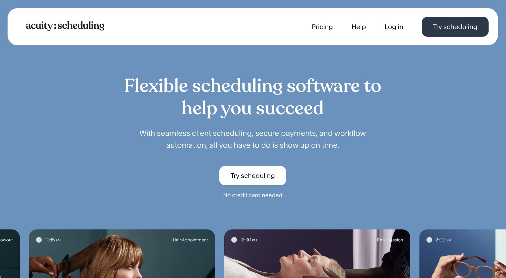 Acuity Scheduling online booking calendar for salons