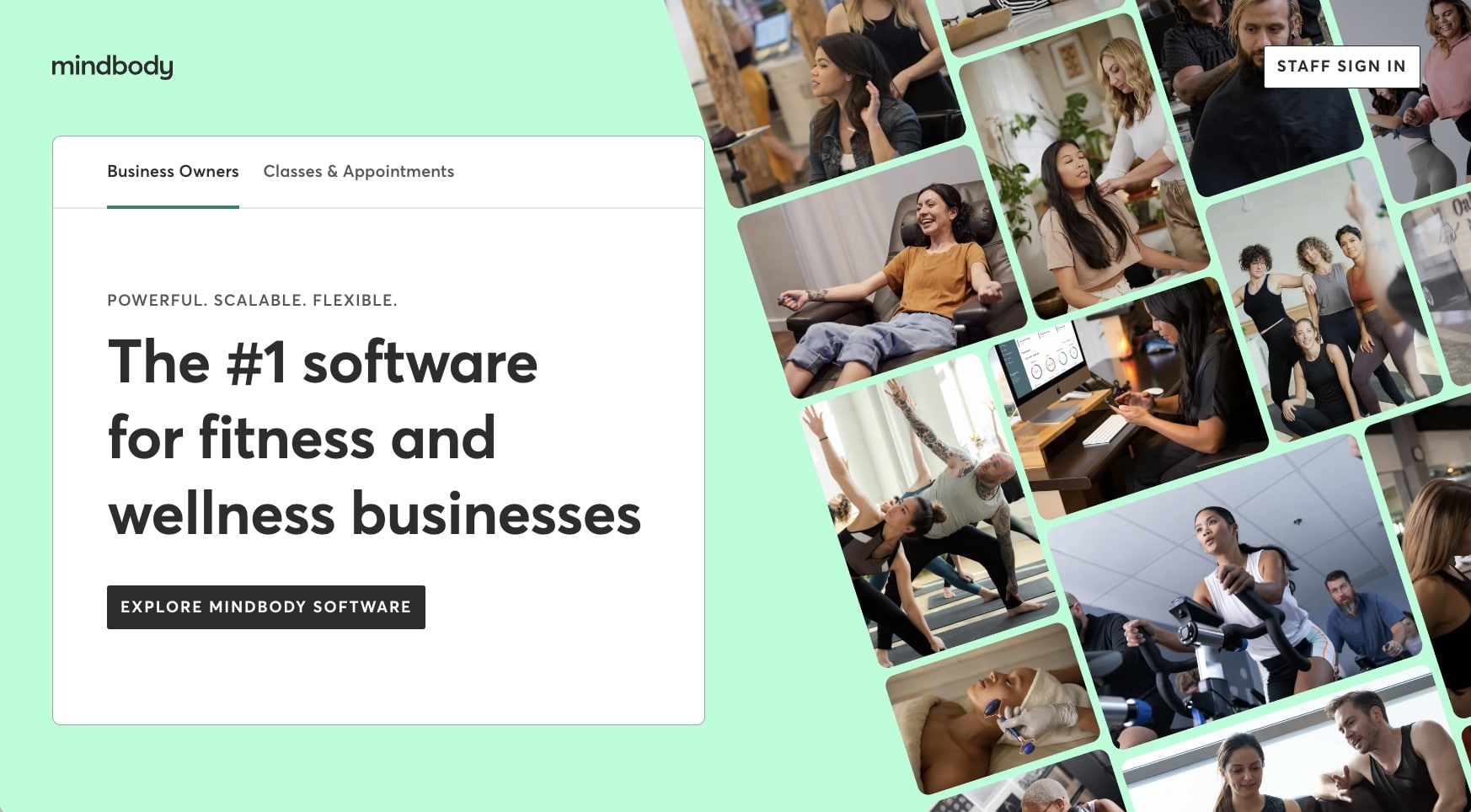 Mindbody wellness management platform dashboard for salons and spas