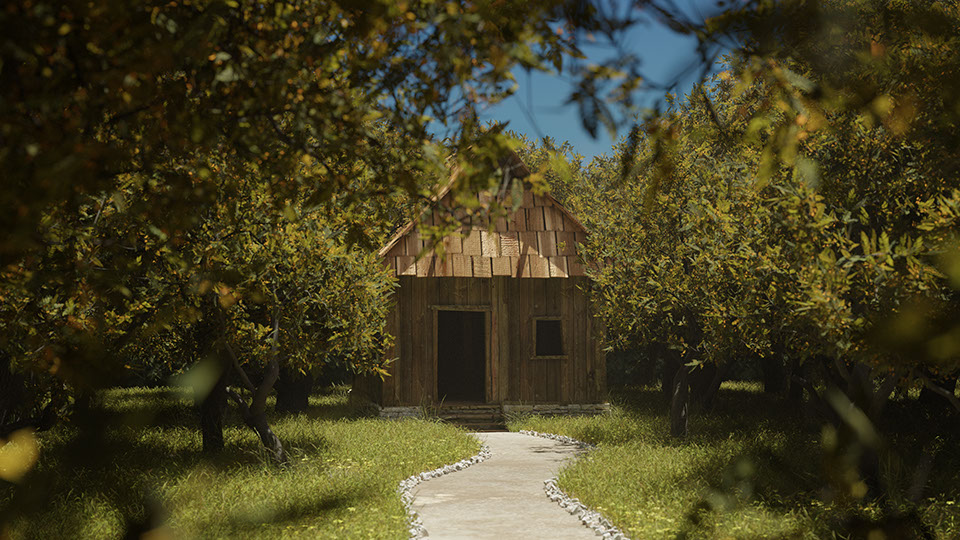 Path Mask Scene Example | Cabin by glDev - turbosquid.com