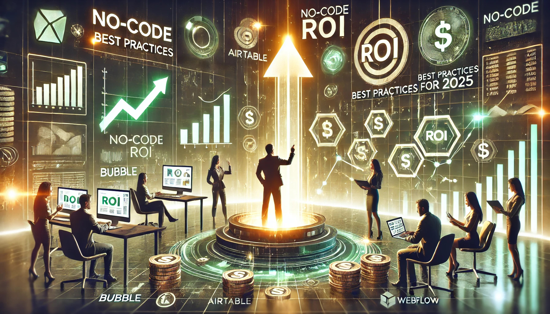 Dashboard showing ROI metrics for a business using no-code automation