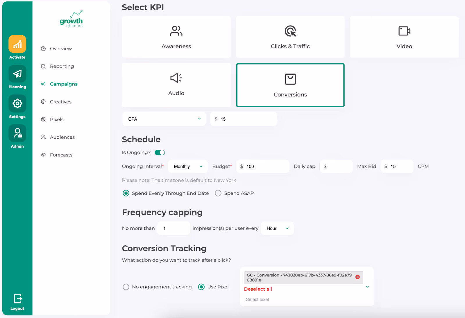 campaign web app screenshot