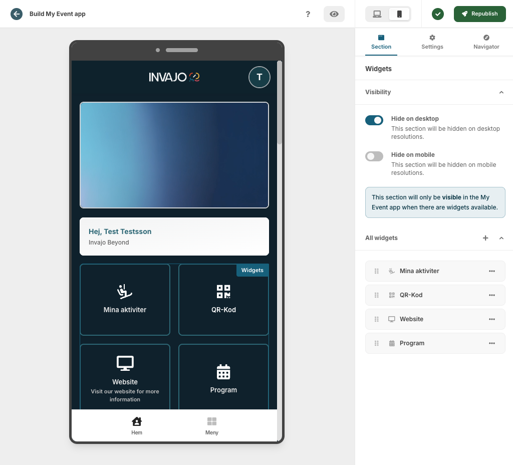 Dashboard mockup