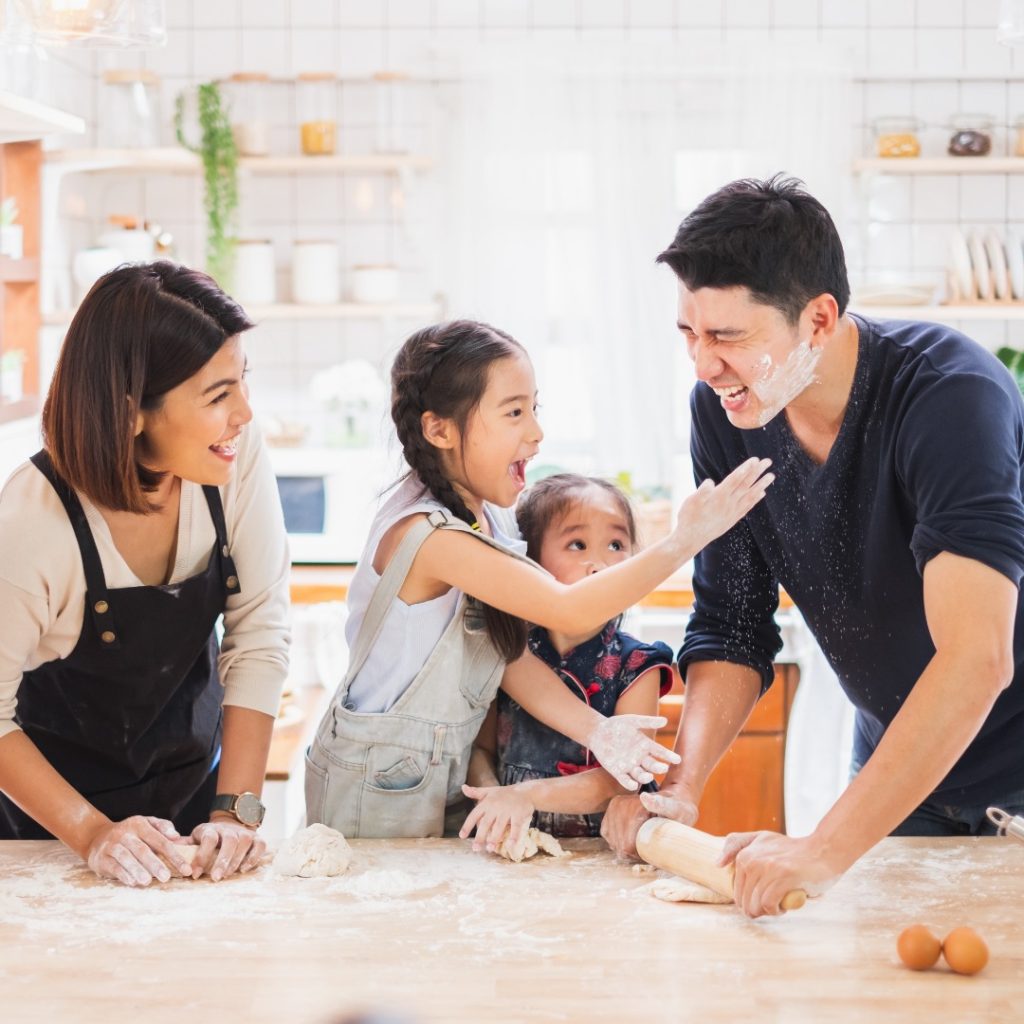 Family cooking in the kitchen