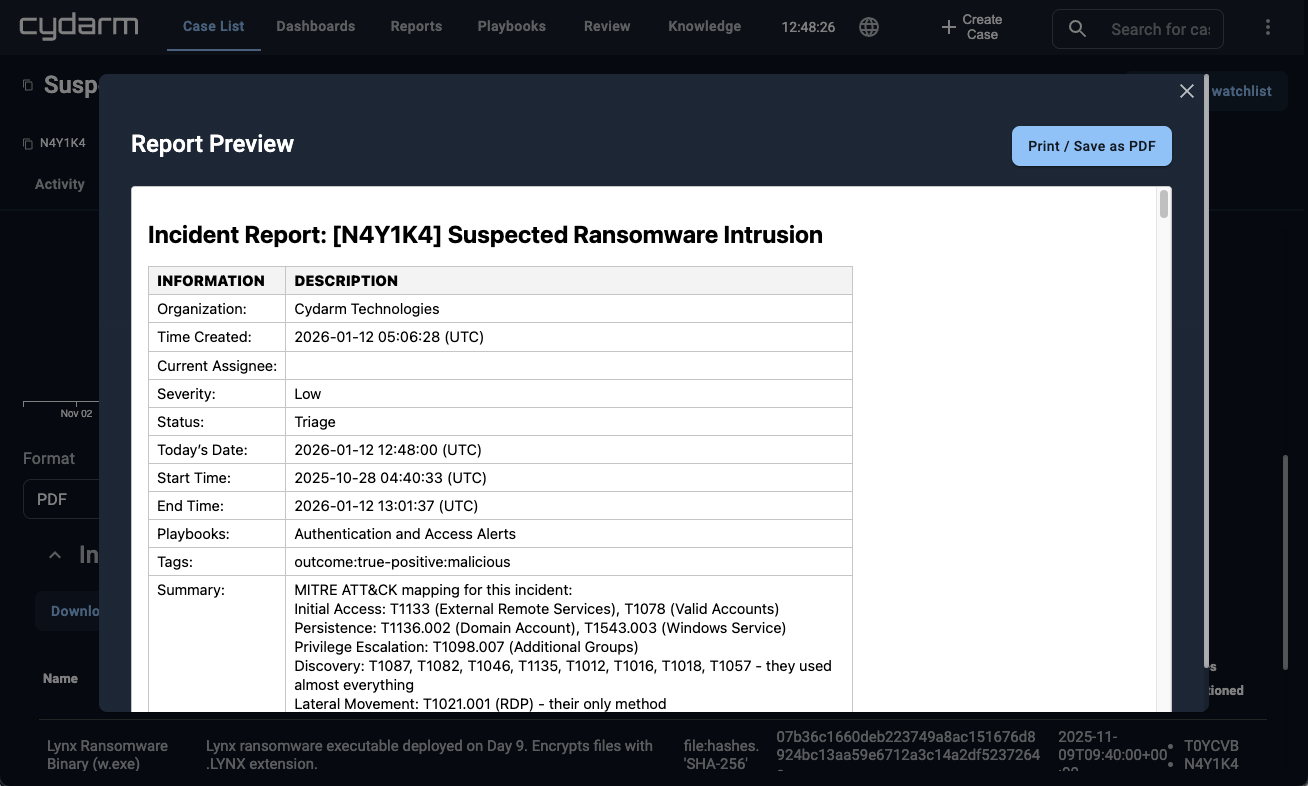 Cydarm CIRM prepares incident reports in seconds