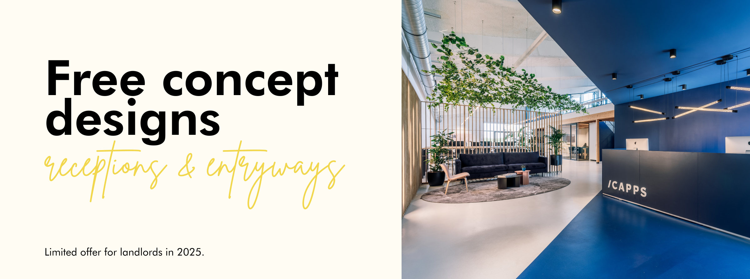 Free concept designs for entryways abd receptions offered by Space Refinery to landlords in 2025