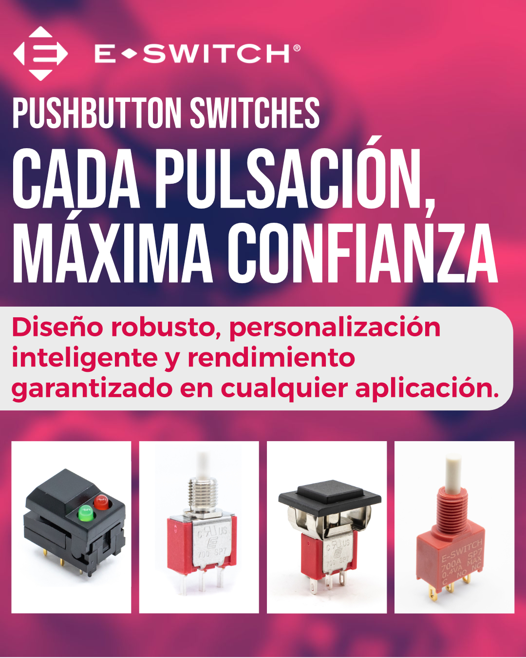 Potencia y precisión al alcance de un botón: Pushbutton Switches de E-Switch