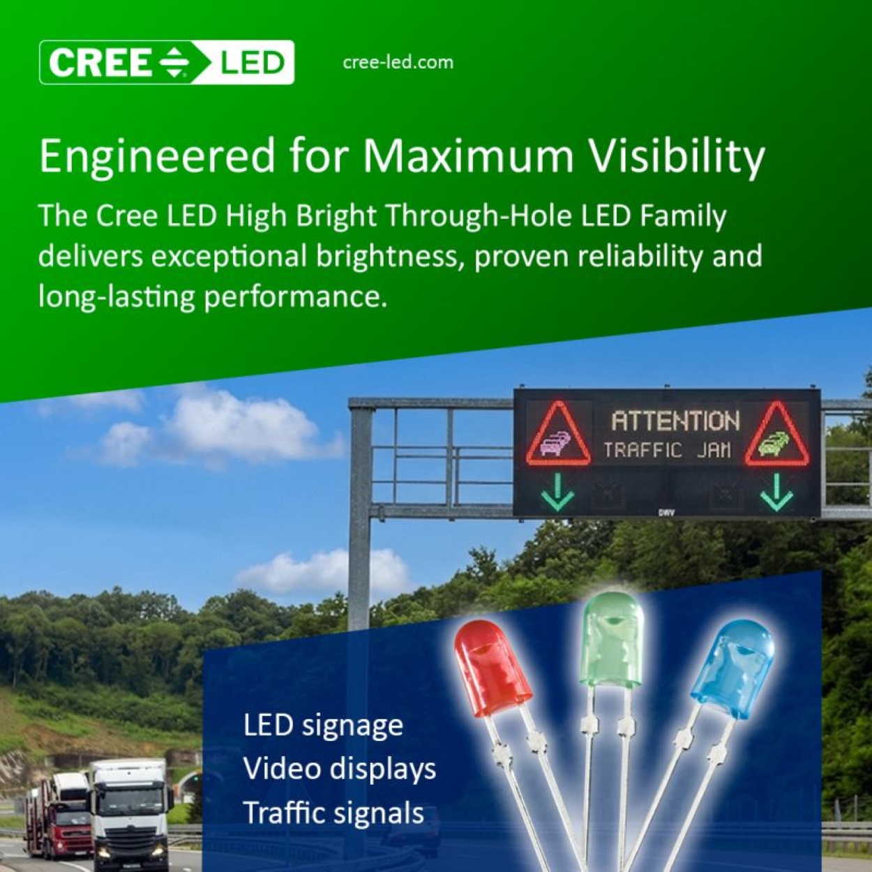 Cree LED High Bright Through-Hole LEDs: rendimiento y confiabilidad para señalización y sistemas de visualización