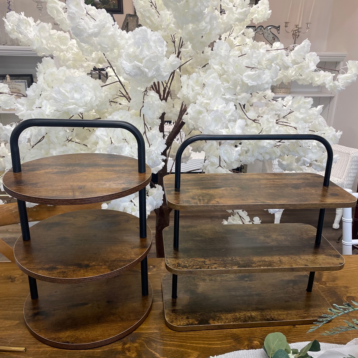 Wood, 3Tier Stands, Rectangle or Round
