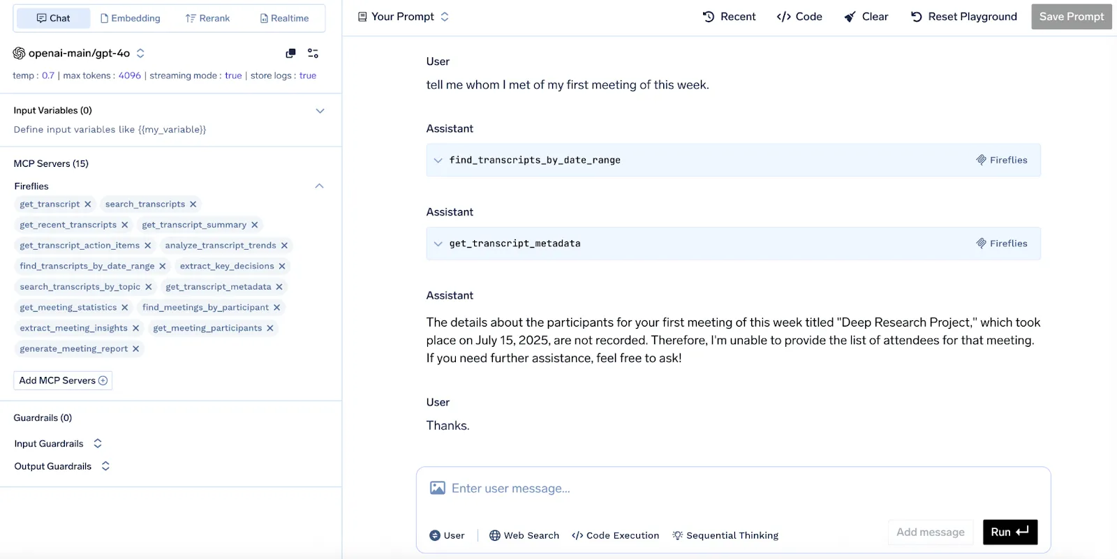 Truefoundry’s MCP gateway showing prompt management