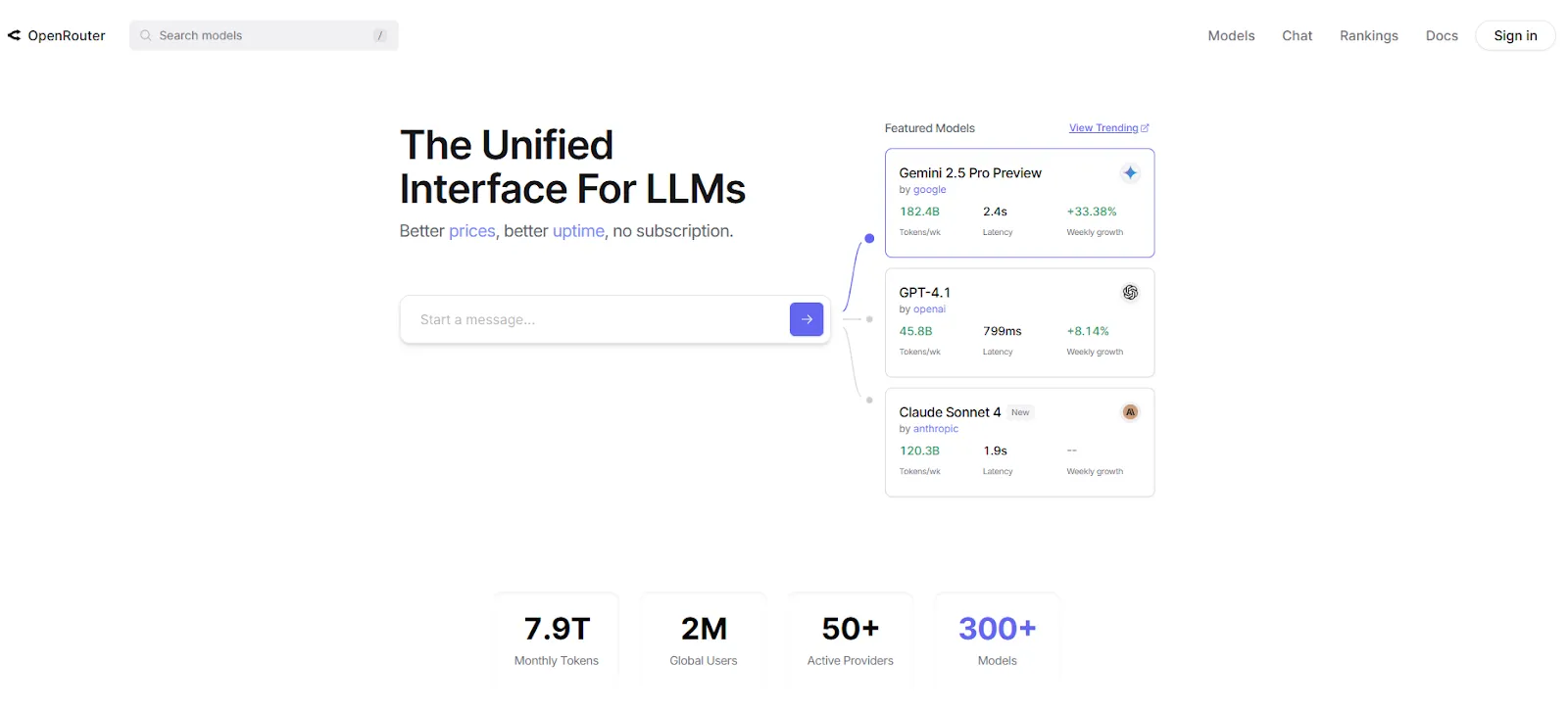 OpenRouter unified API gateway for multiple LLM providers