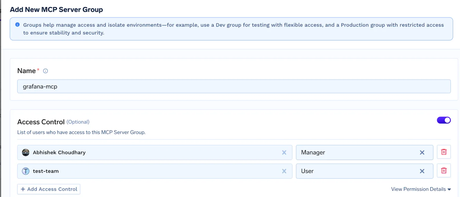 Access control for MCP in a secure AI gateway