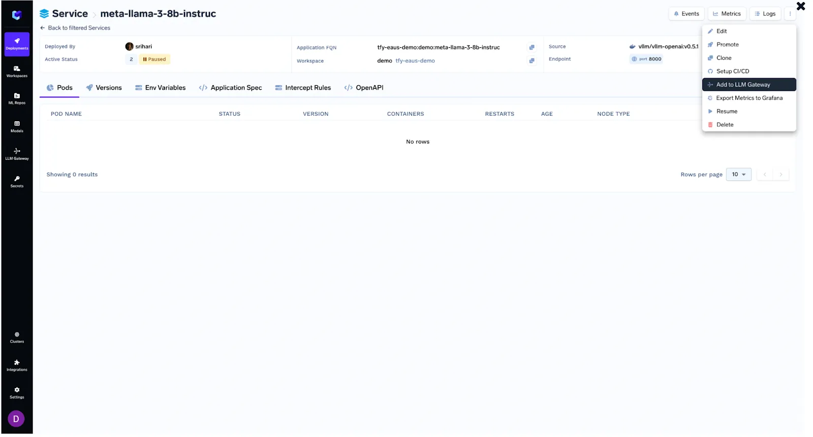 Example of what is an AI gateway model selection process