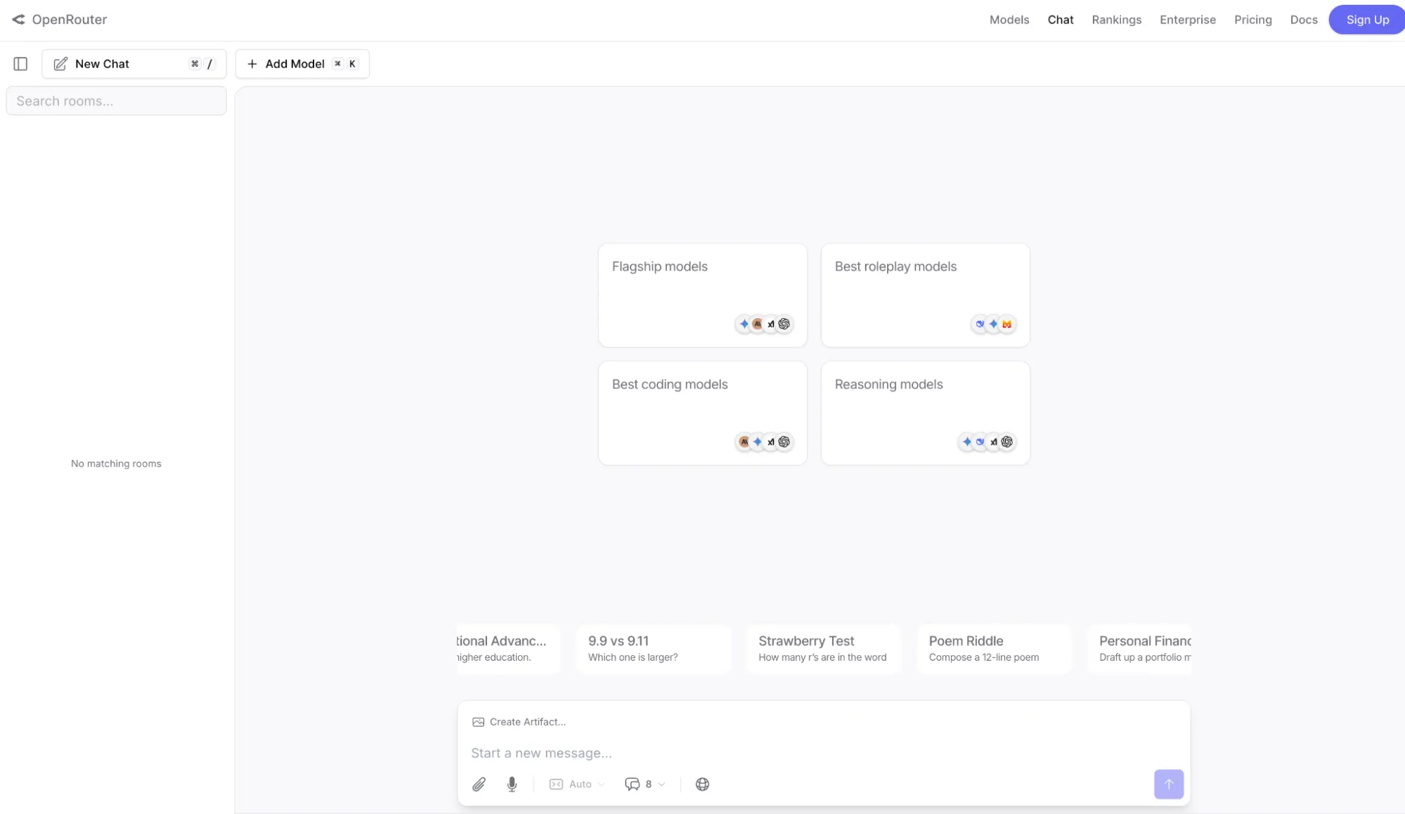 OpenRouter chat interface