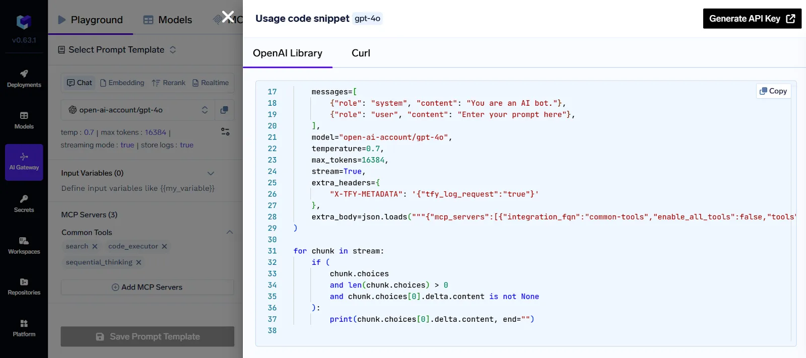 Programs to interact with registered MCP servers