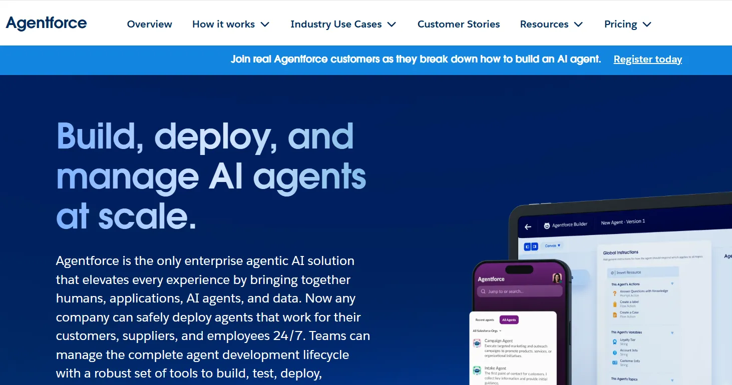 Salesforce Agentforce AI agent platform inside CRM interface