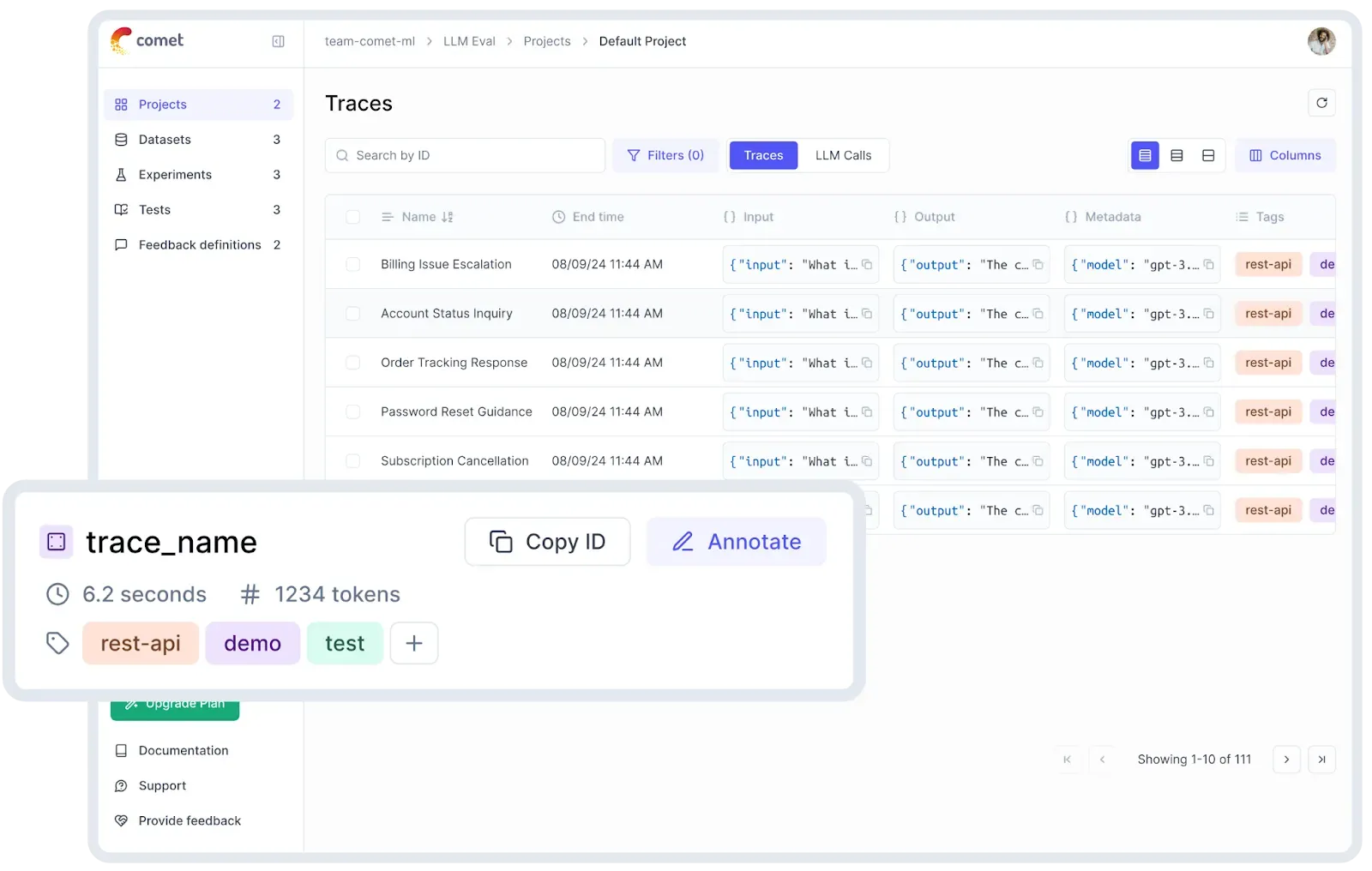 Comet ML as LLM observability tool