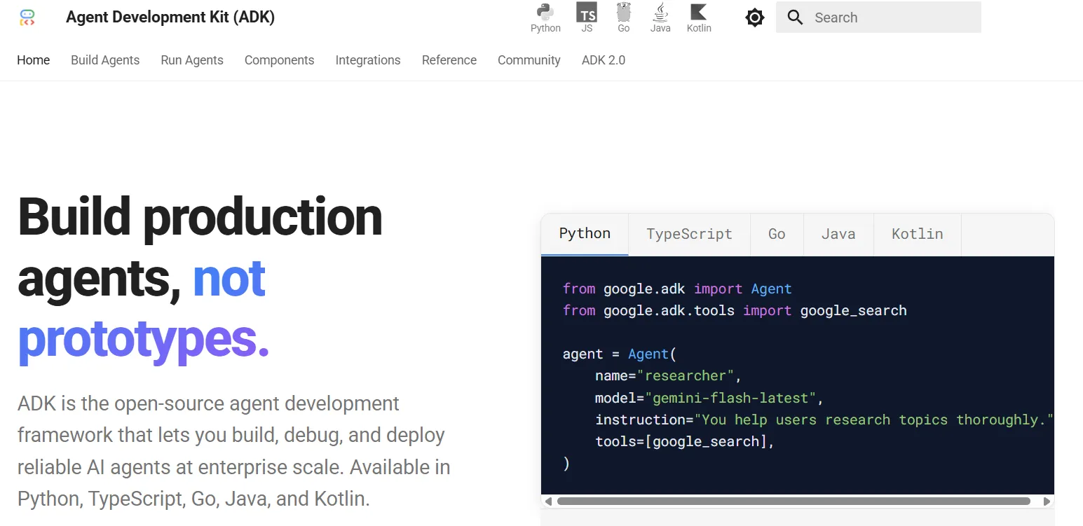 Google ADK supports hierarchical agent orchestration and A2A