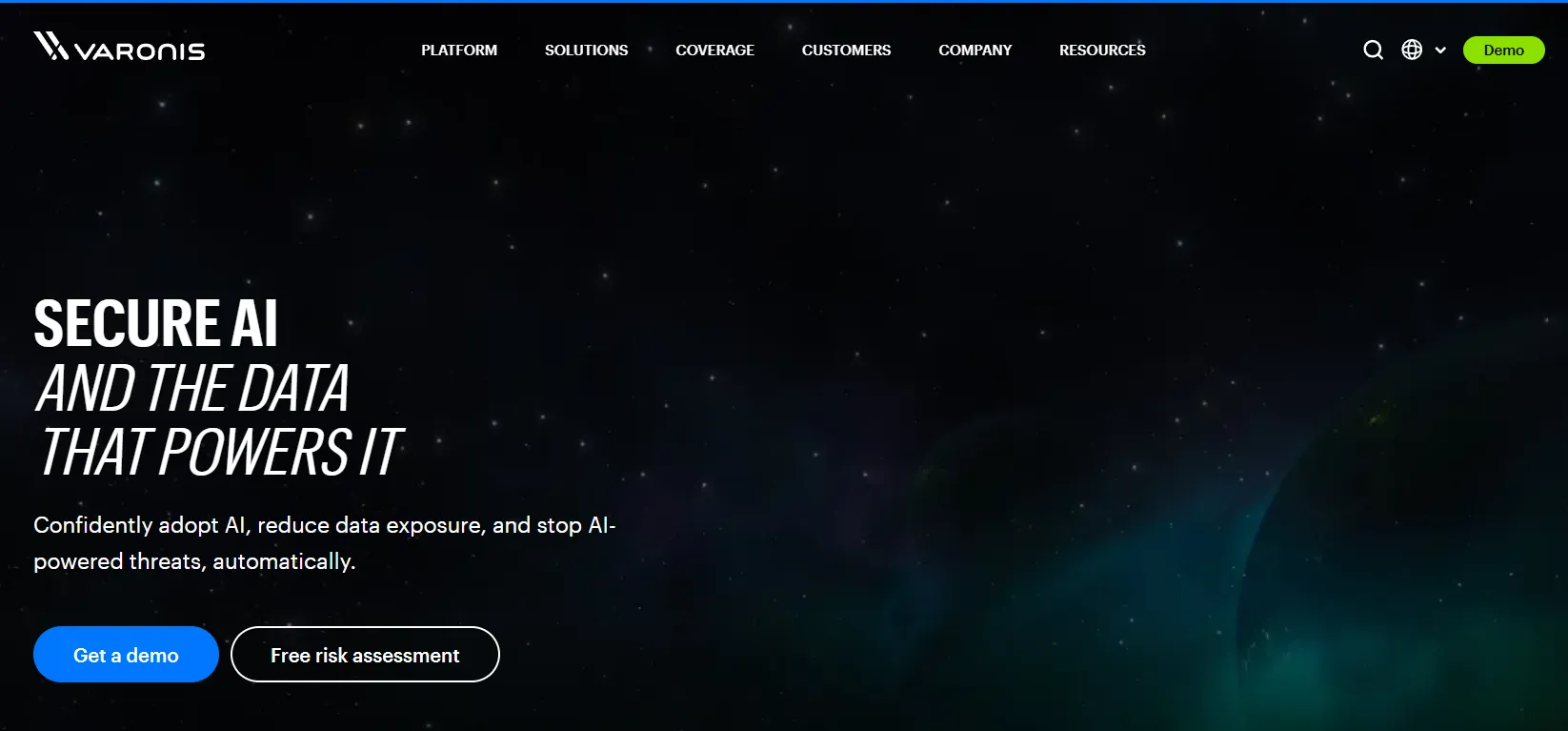 Varonis dashboard for data and AI security