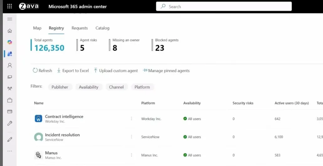 Agent 365 registry in the Microsoft 365 admin center