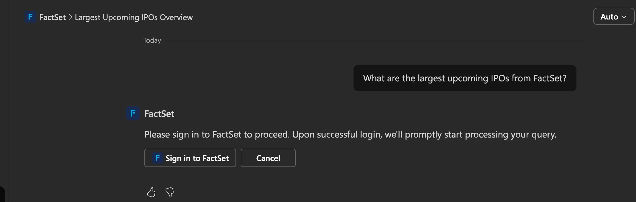 A third-party agent prompting the user to sign in via OAuth before it can respond