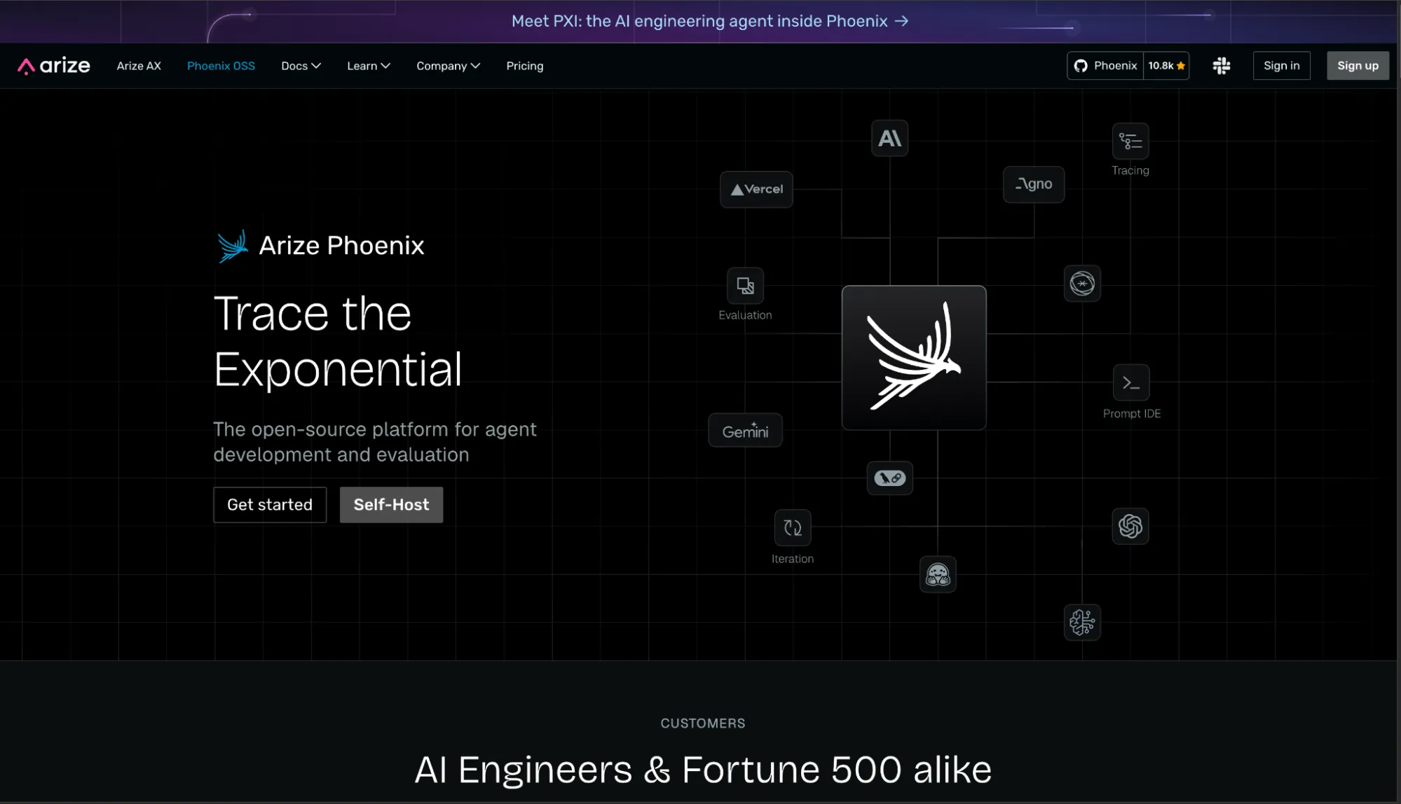 Arize Phoenix traces LLM applications using OpenTelemetry spans