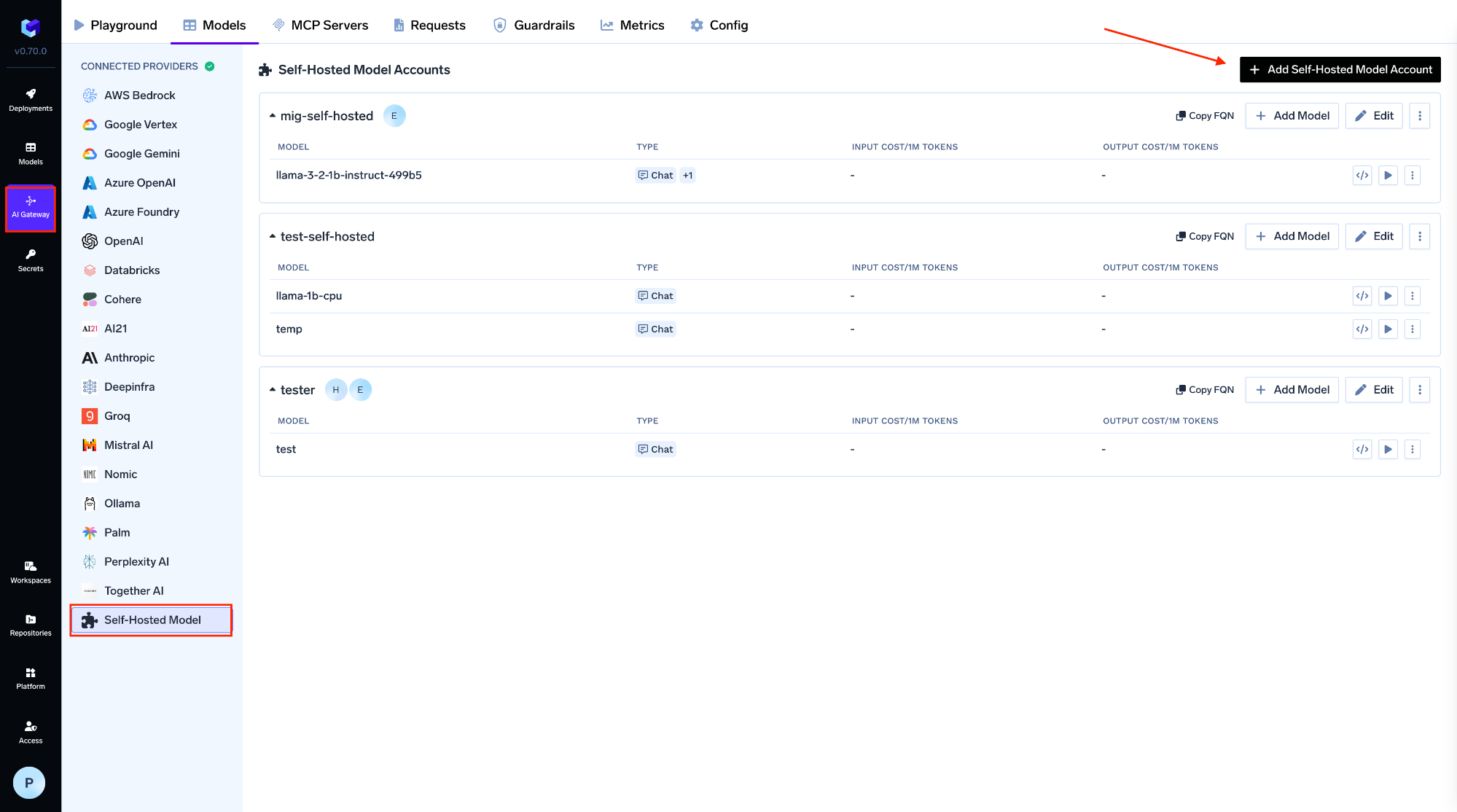 Adding a self-hosted model such as Ollama to the TrueFoundry AI Gateway