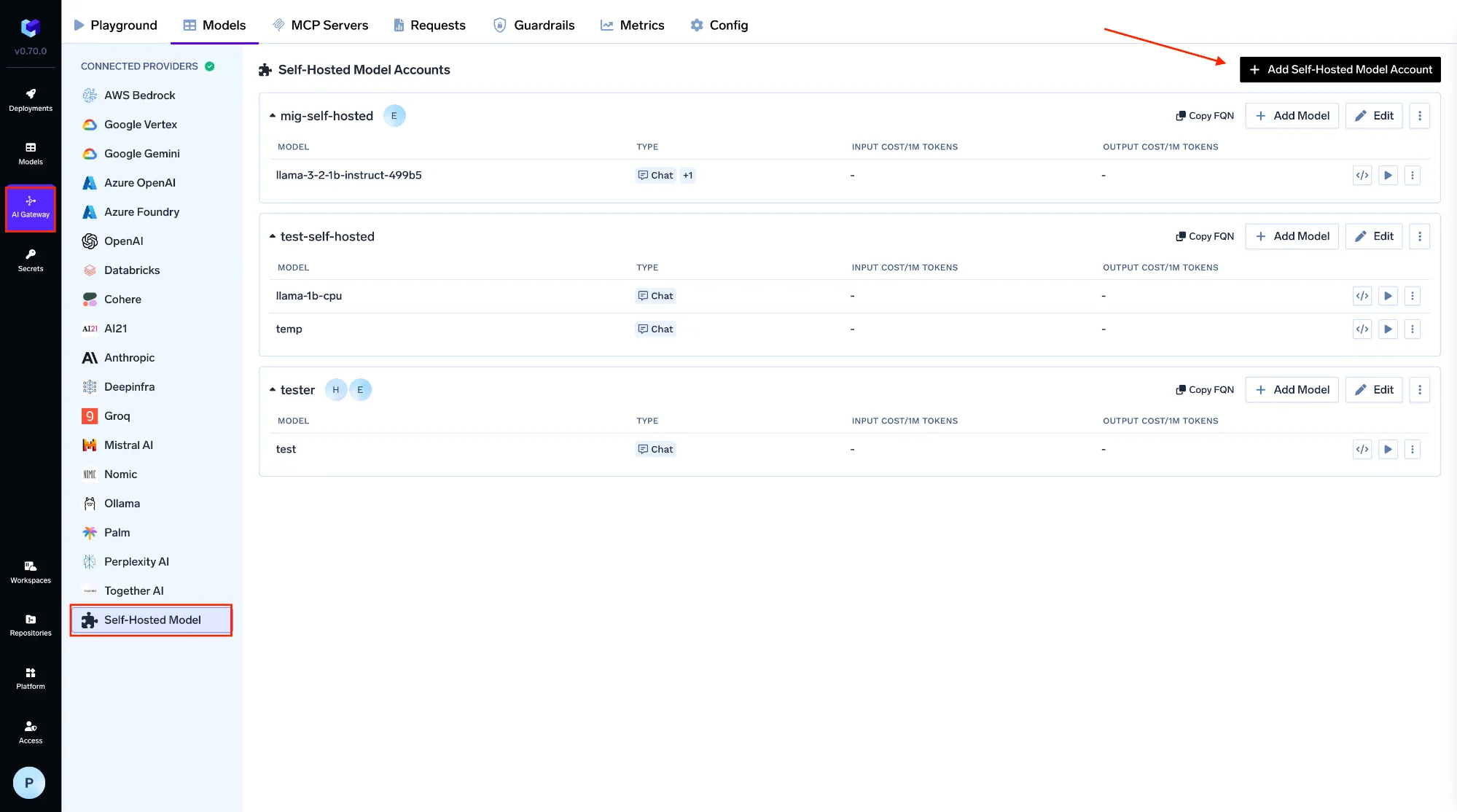 Adding a self-hosted model such as Ollama to the TrueFoundry AI Gateway