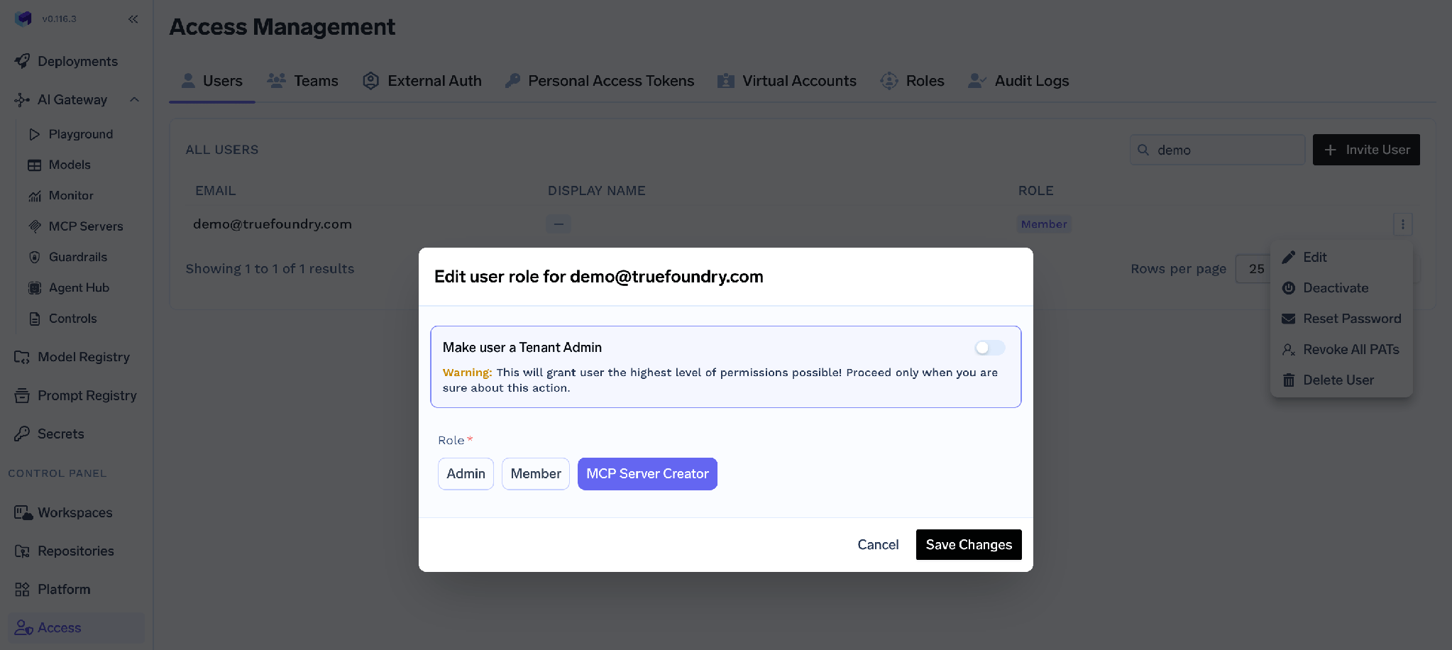 Assigning the custom MCP server creation role to a user