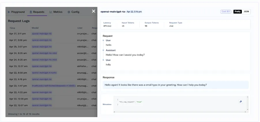 TrueFoundry’s Built-In Observability & Prompt Analytics