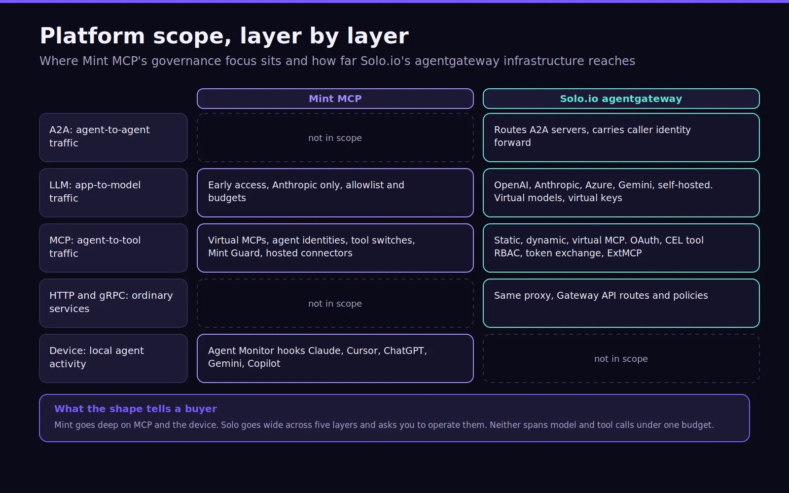 Mint MCP and Solo.io platform scope compared