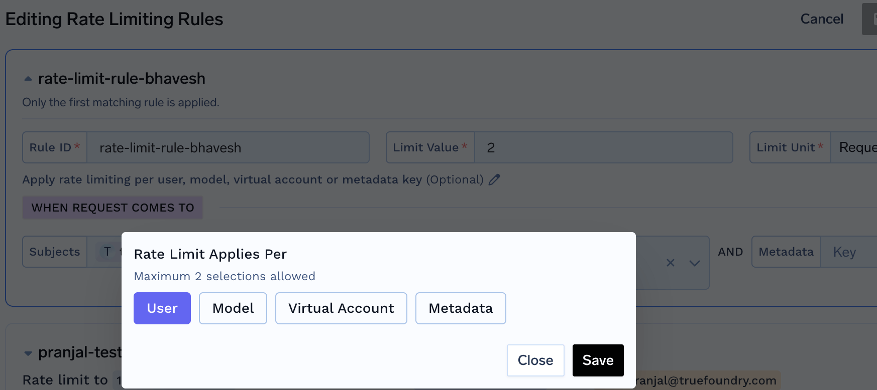 Documentation table mapping deprecated dynamic rule IDs to static IDs with rate_limit_applies_per values