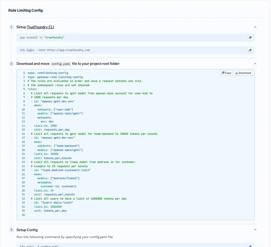 Rate limiting configuration