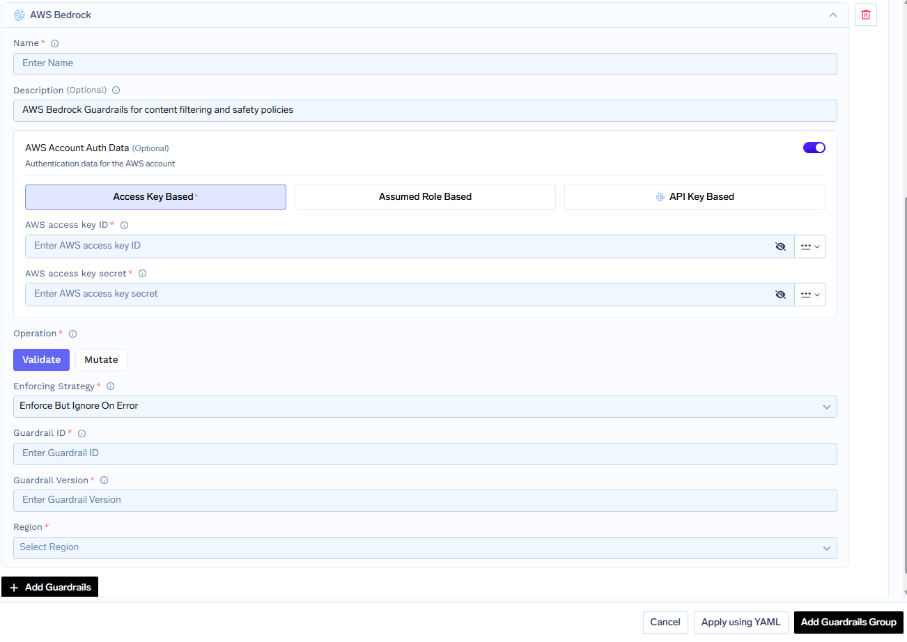 Configuring the AWS Bedrock guardrail