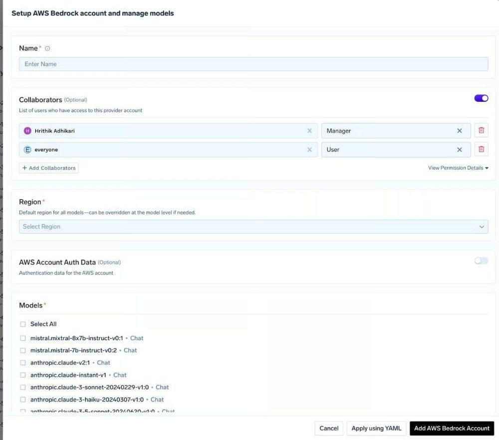 Adding an AWS Bedrock account to the gateway for Claude