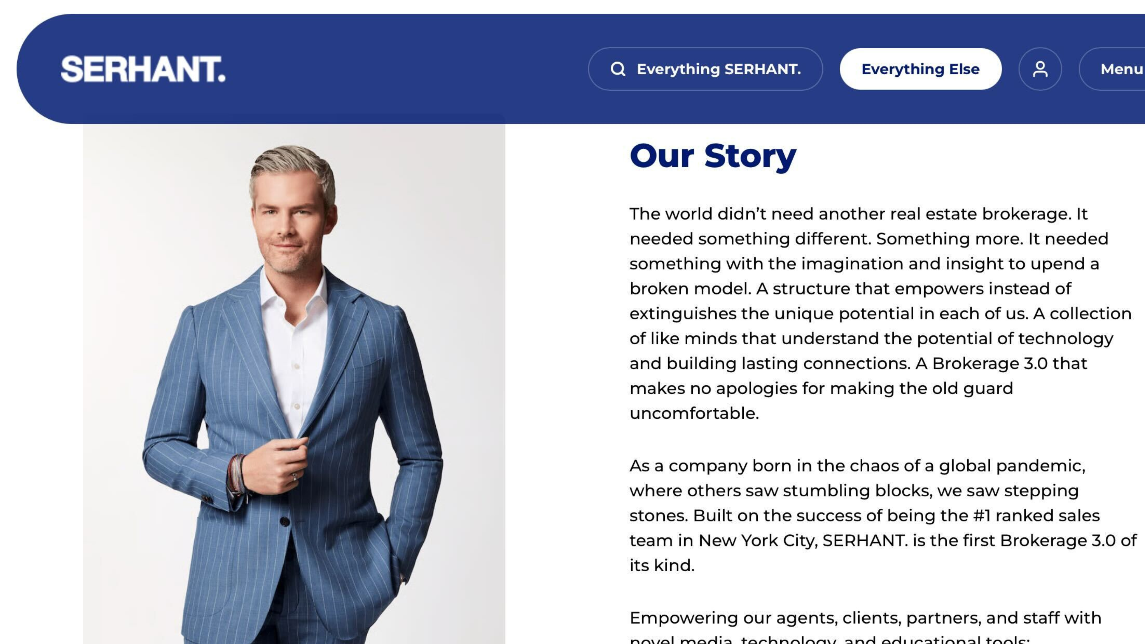 Screenshot taken from Serhant.com