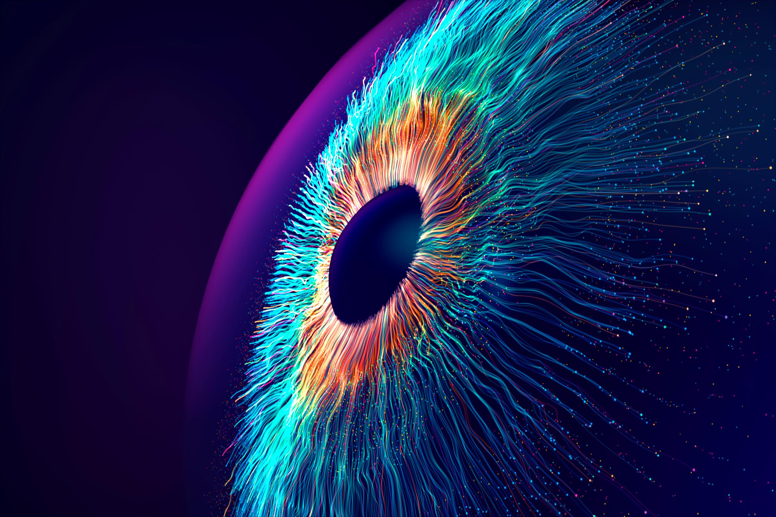 Digital eye graphic representing AI-driven perception and first impressions