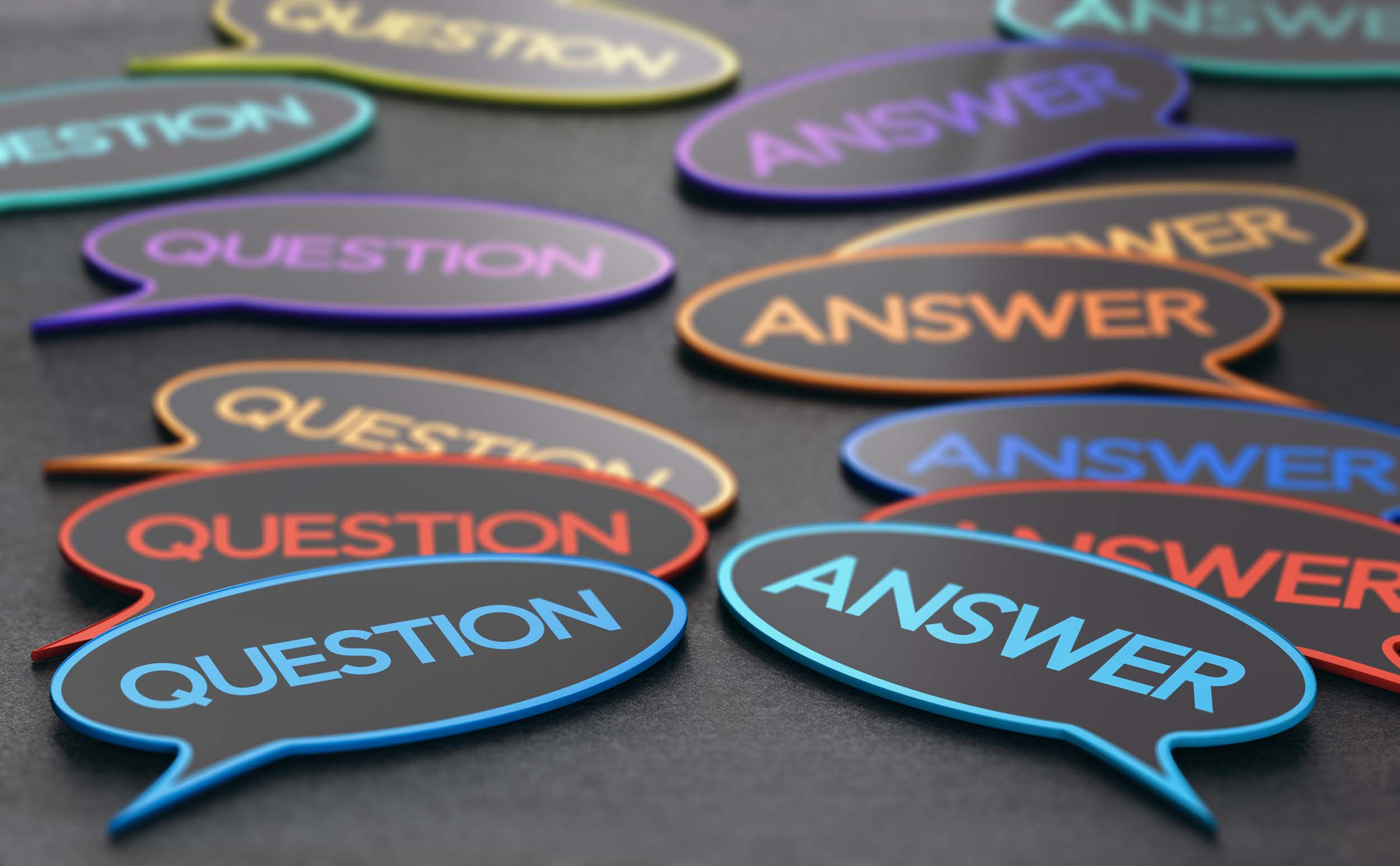 Graphic representing questions and answers exchanged with clients