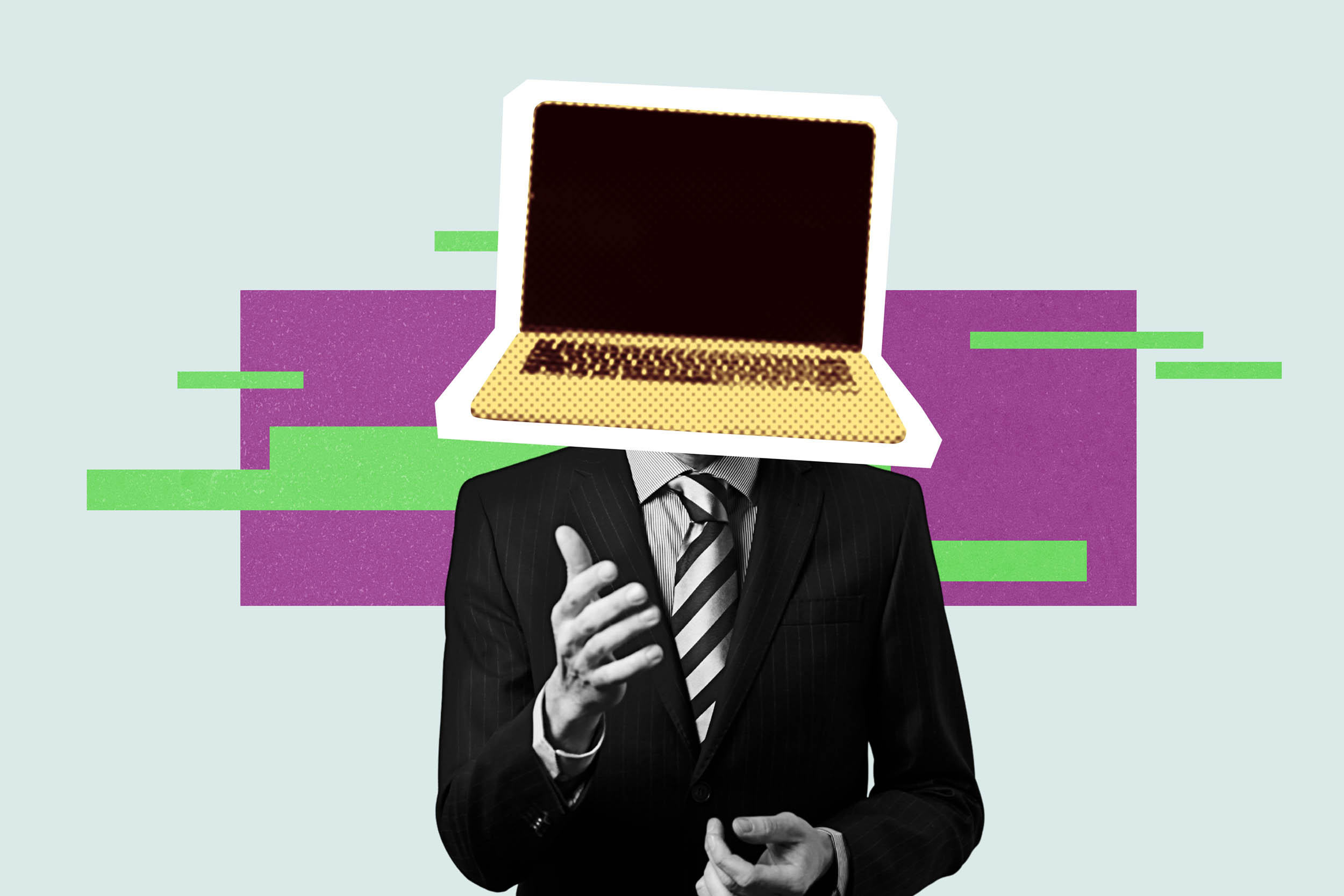 Person with abstract network graphic over their head, representing a fragmented DIY AI stack