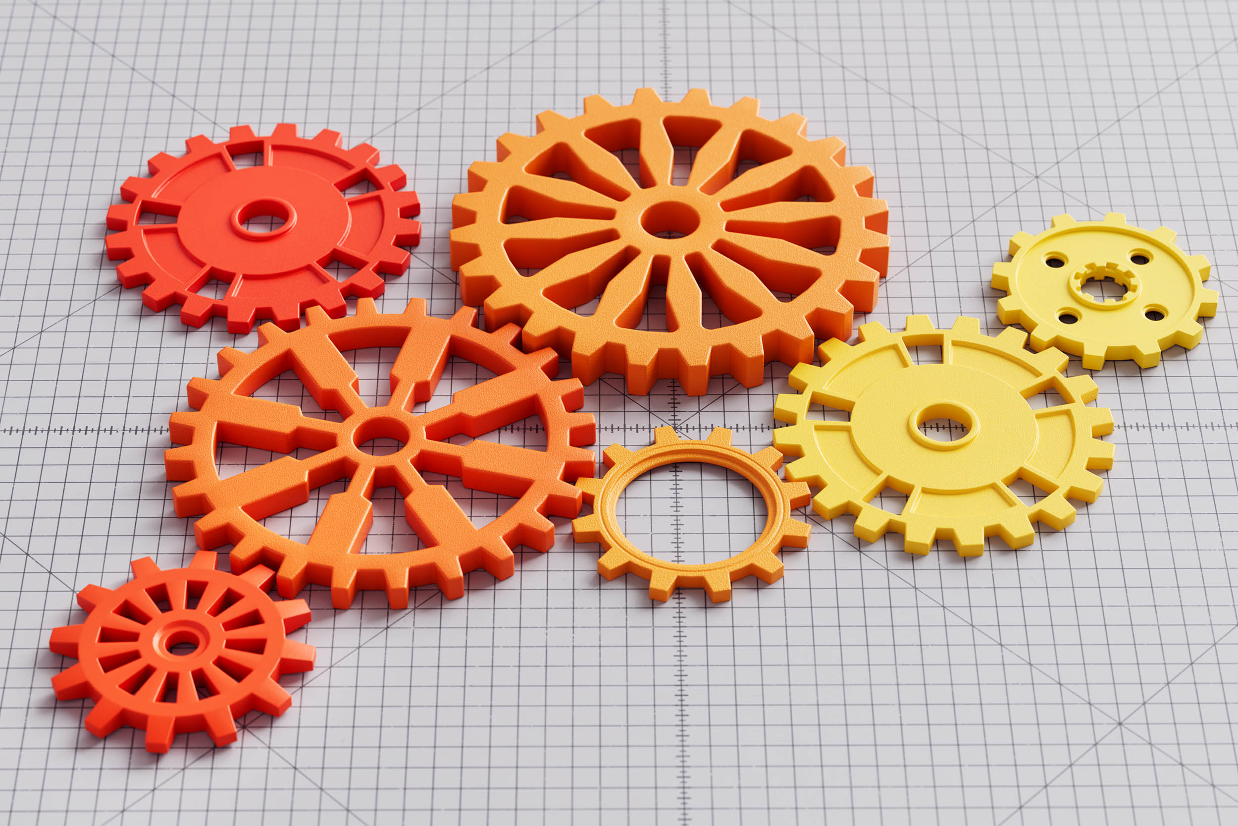 Colorful interlocking gears representing different AI models with different strengths