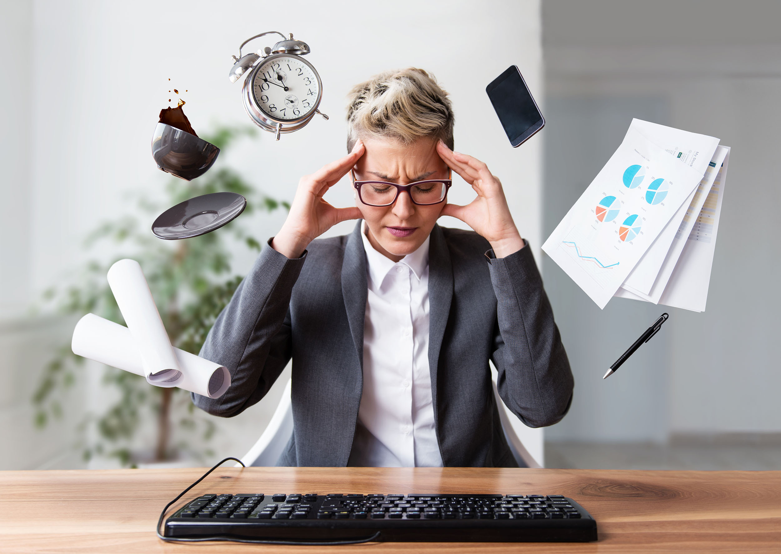 Stressed business owner overwhelmed by hiring challenges at an accounting firm