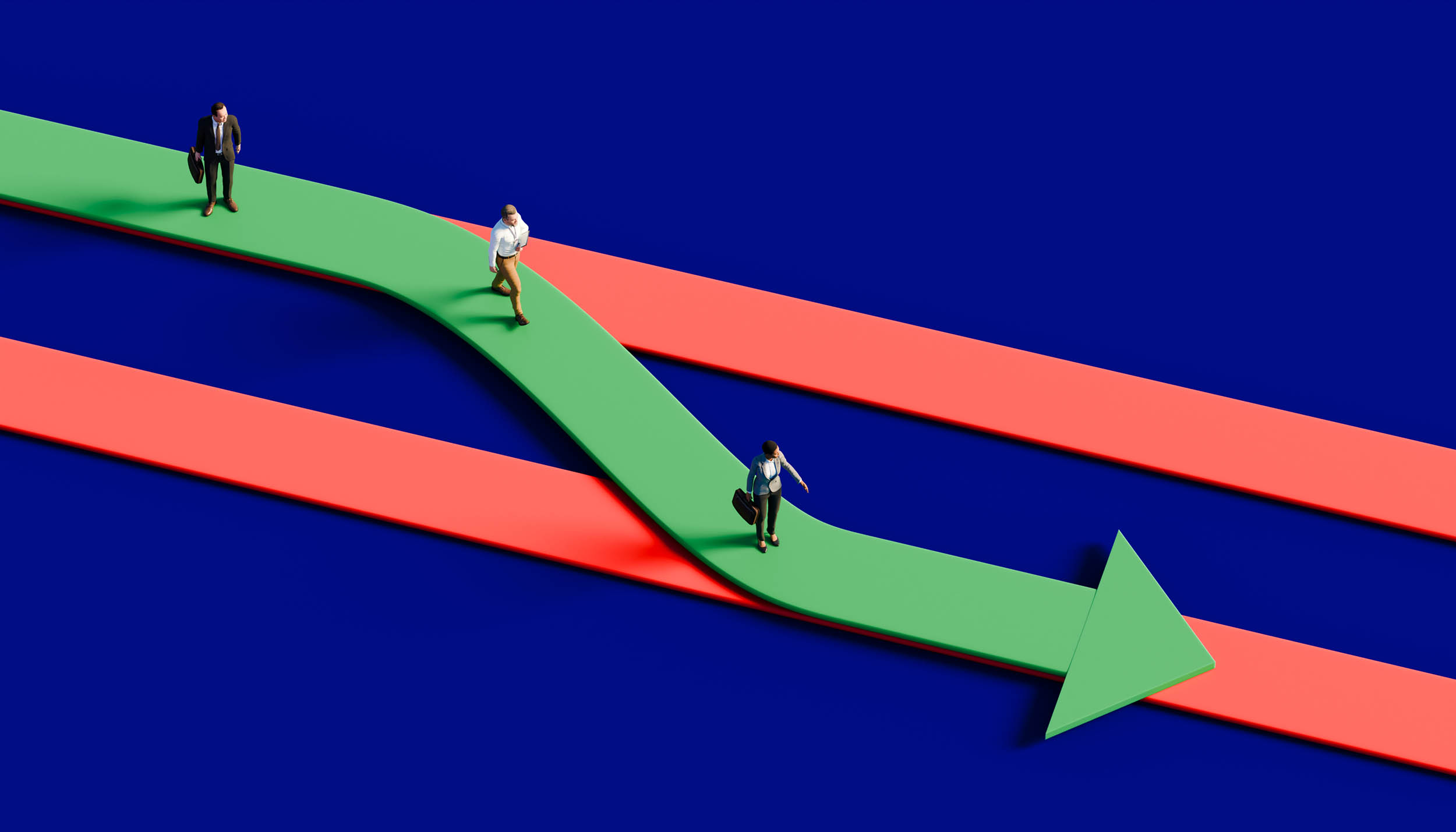 Crossing arrows, representing untapped tax advisory revenue inside an existing client base
