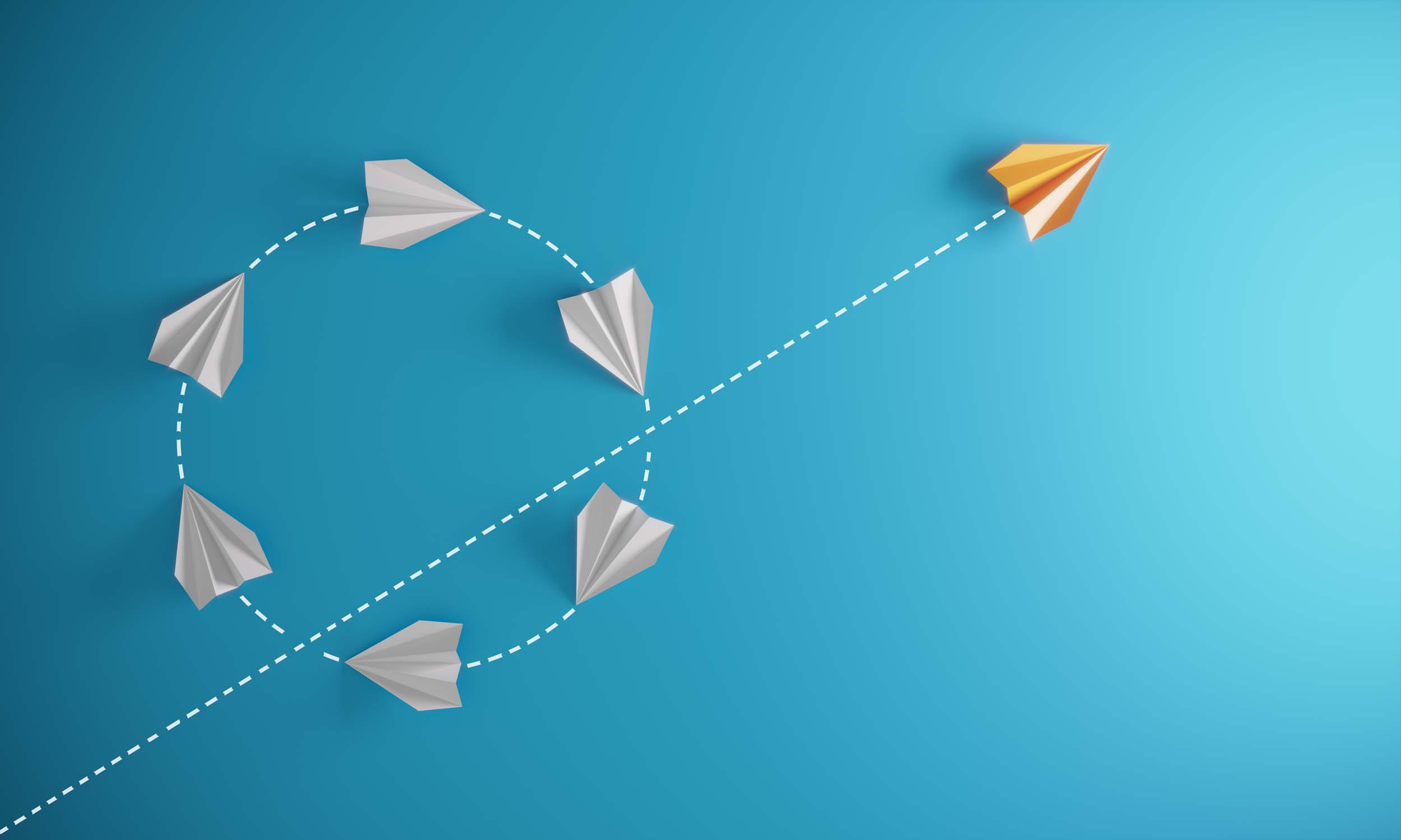 Airplanes graphic representing forward momentum in AI search visibility