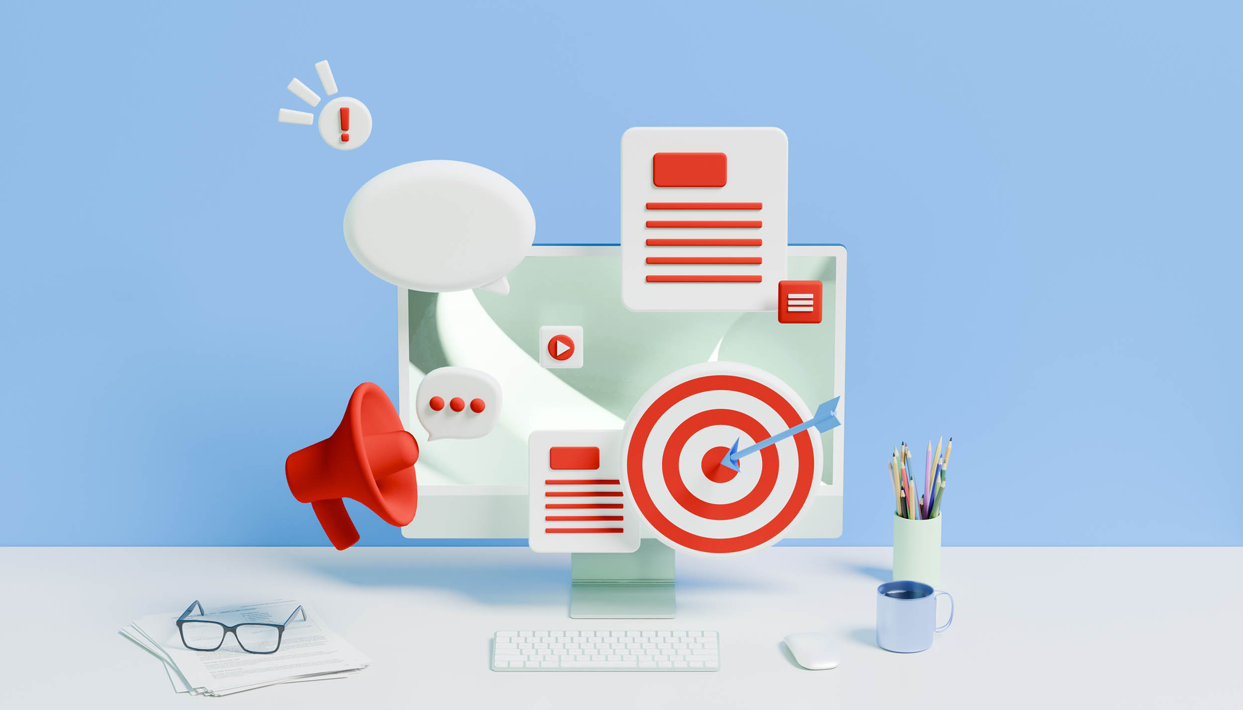 Target graphic overlaid on a website, representing marketing precision