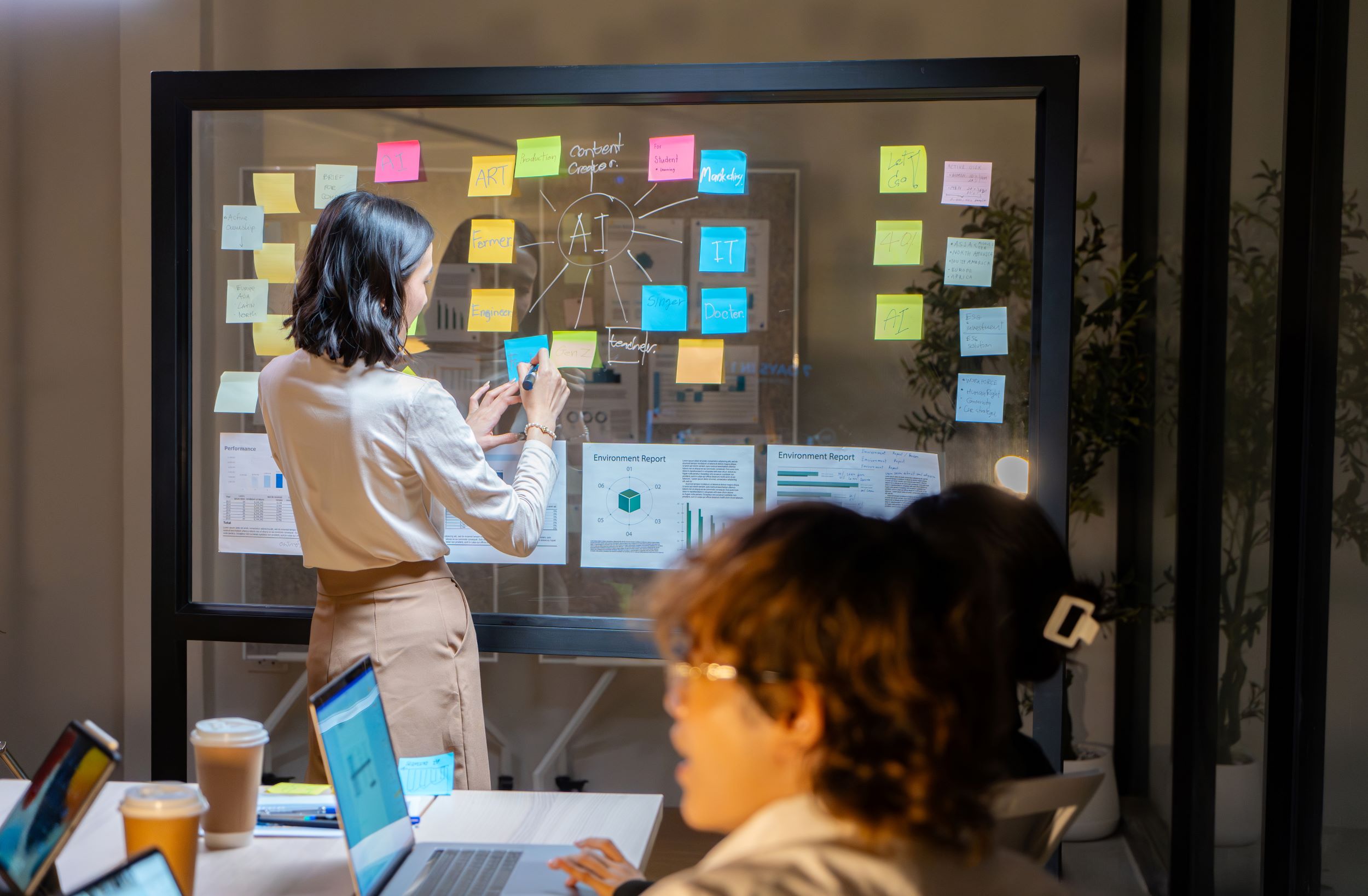 Business plan presentation, representing AI-assisted thought leadership
