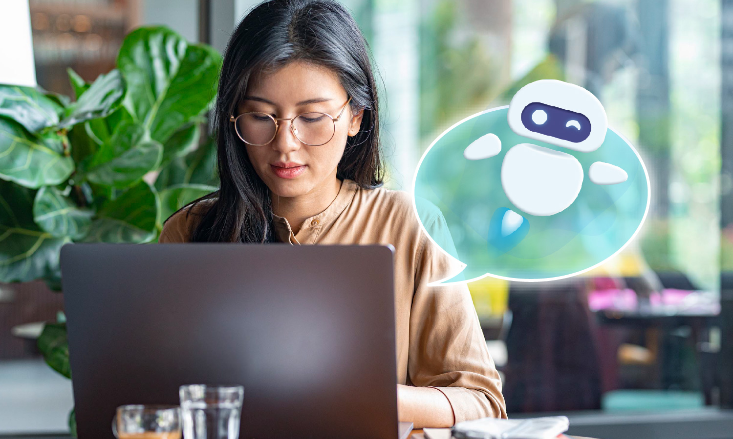 Person writing an email, representing AI-powered narrative content creation