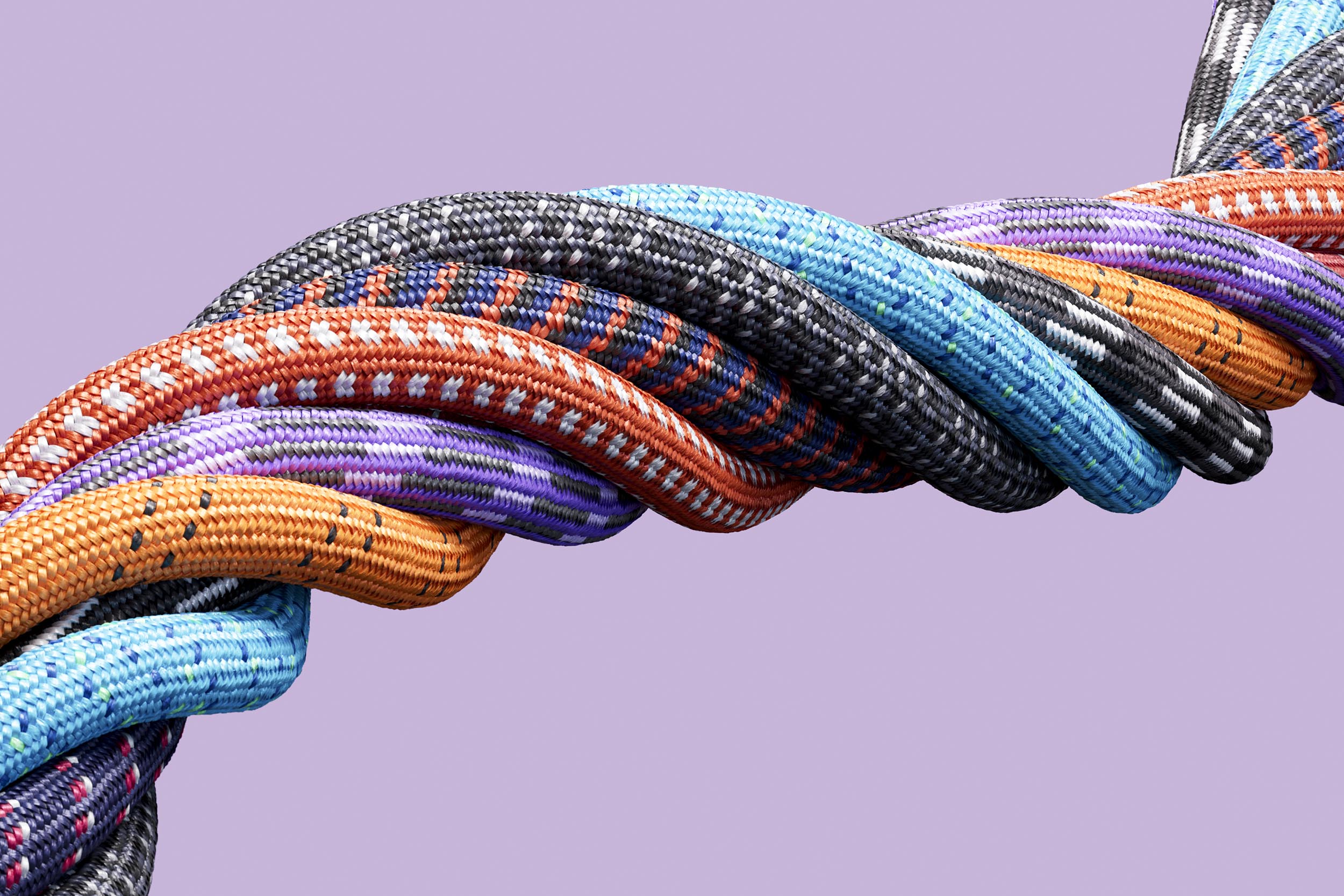 Colored twisted ropes, representing a firm choosing a focused market niche