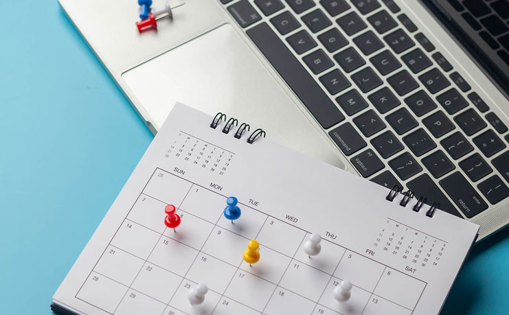Online scheduling calendar graphic, representing appointment booking for accountants