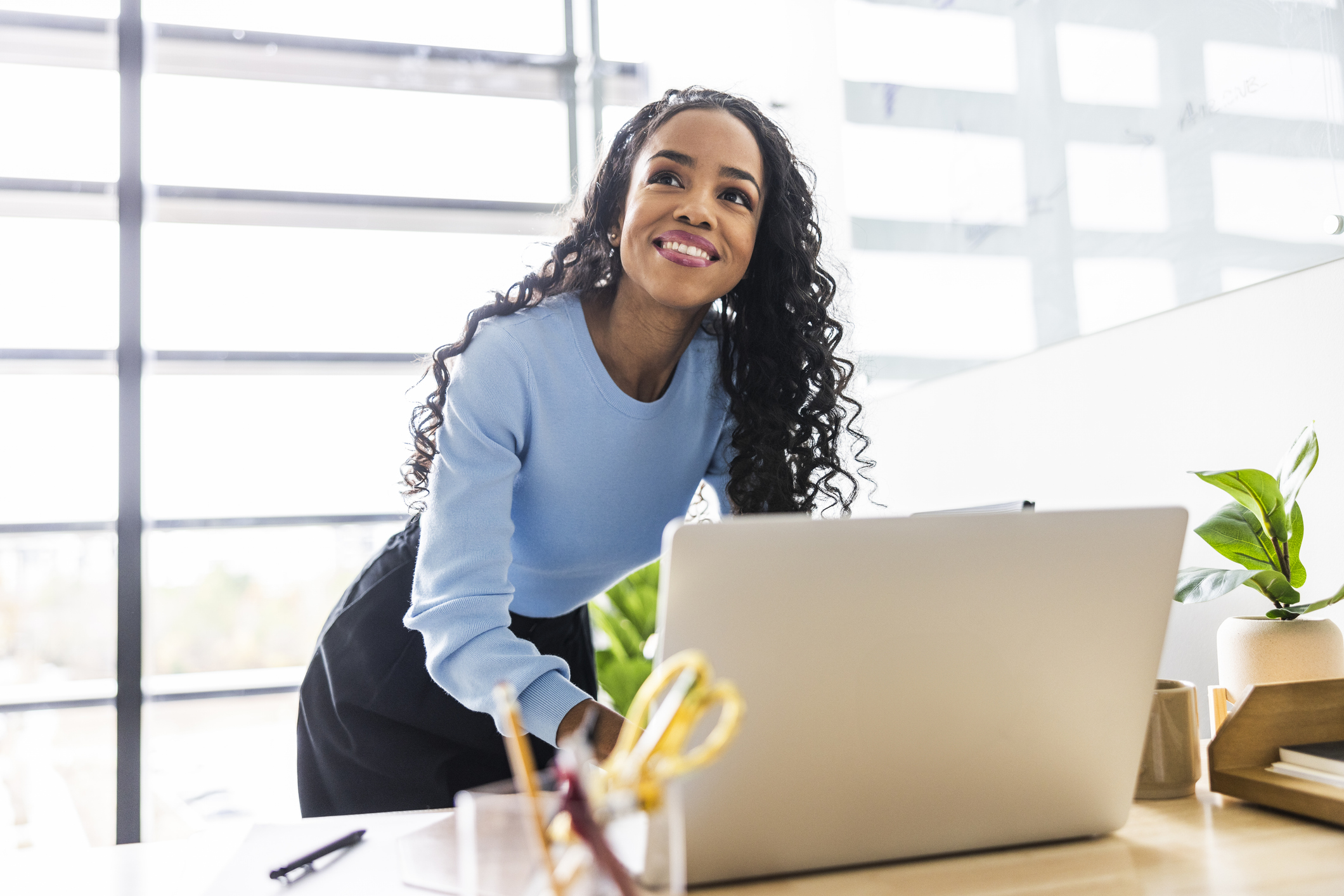 Business professional reviewing a generic template website
