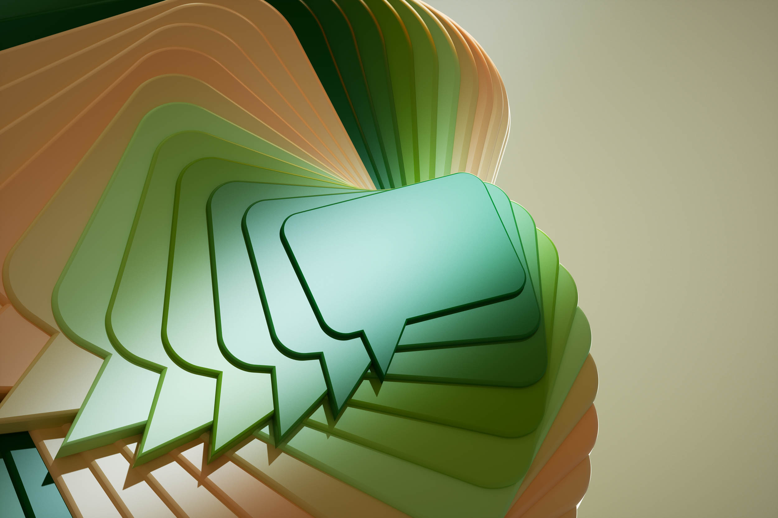 Abstract speech bubble, representing conversational AI search